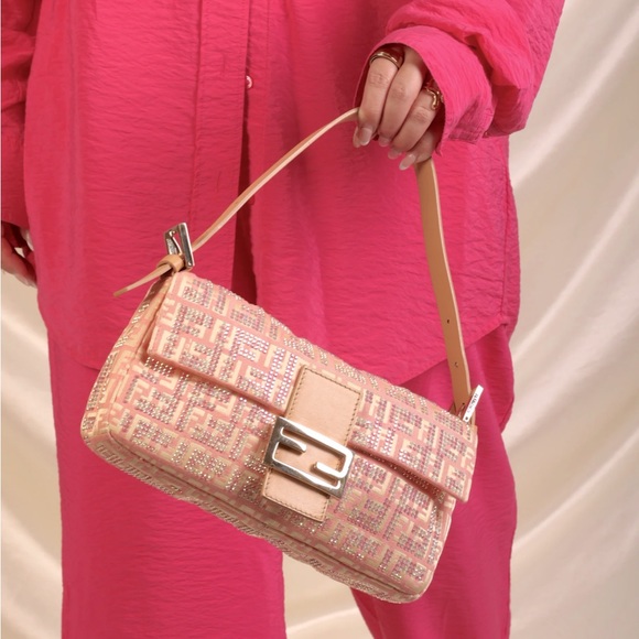 Additional Pics: Authentic Ultra-Rare Fendi Crystal Studded Zucchino Baguette - Picture 14 of 16